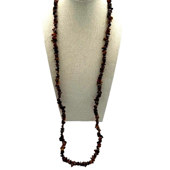 Vintage Tiger's Eye Chip Bead Necklace 34" - Picture 6 of 7